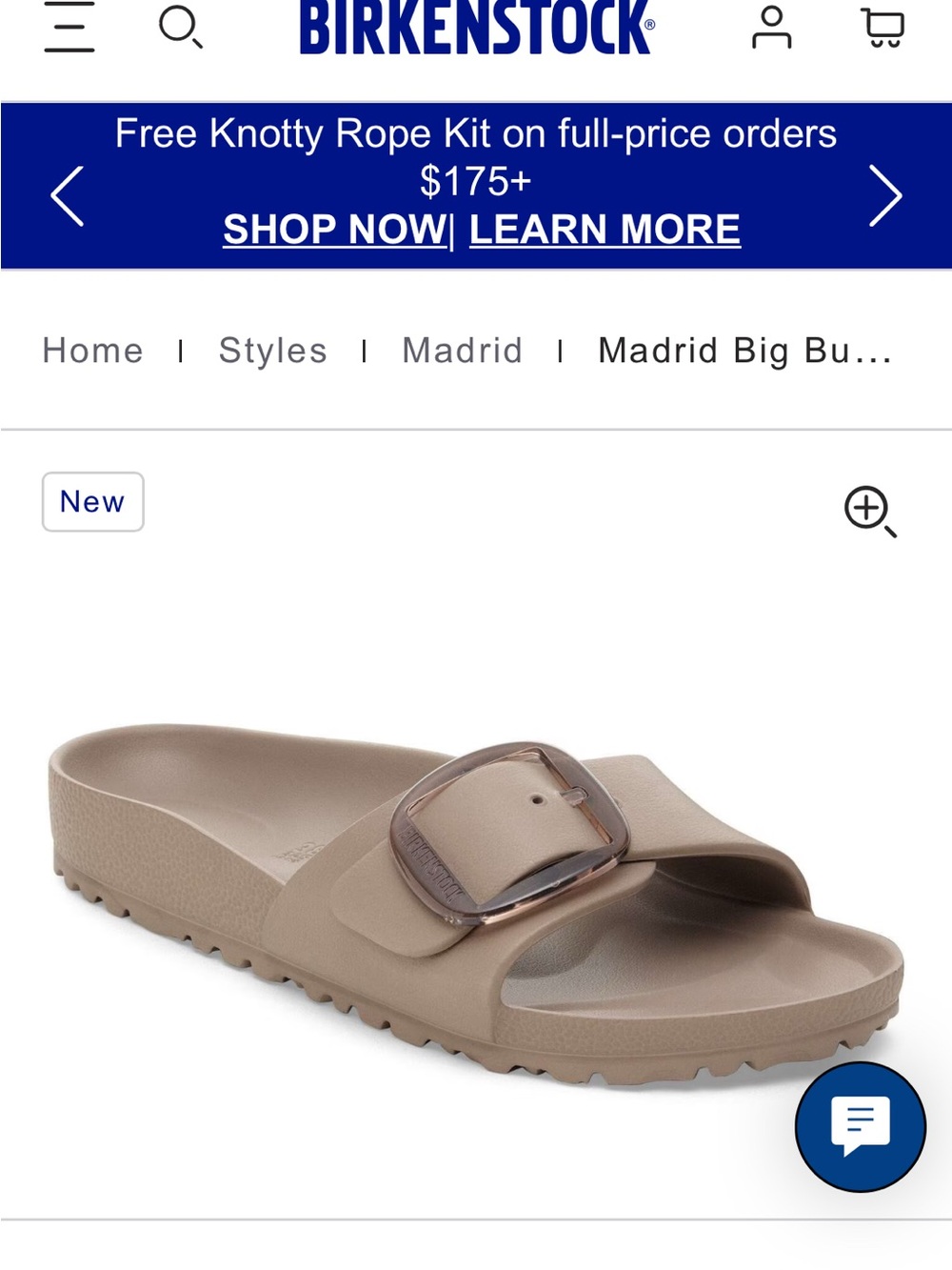 NWOT!Birkenstock Madrid Big Buckle Slide - Taupe